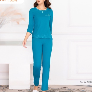 Bộ đồ mặc nhà nữ cotton SUNFLY áo tay lỡ, quần dài SP1954