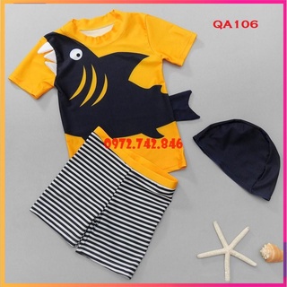 [Tặng mũ bơi] Bộ đồ bơi bé trai - Cá mập Babyshark, vải spandex cao cấp, chống UV400