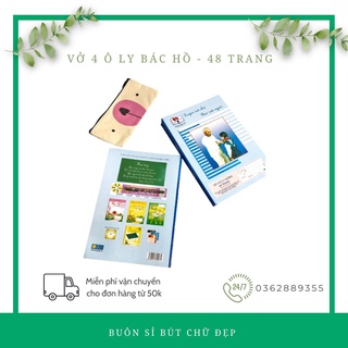Vở Ô Li BÁC HỒ Vở Viết Chuẩn 4 Ô Li – Vở Luyện Chữ 48 Trang, Dòng Kẻ Đứng