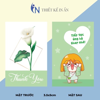 hộp 100 Thiệp cám ơn, Thankyoucard,, Giấy bìa cứng sang trọng size 3x5.5cm
