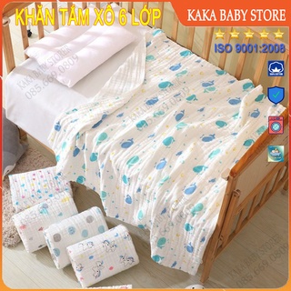 Khăn tắm xô nhăn 6 lớp cho bé, khăn xô đa năng 100% cotton, hàng xuất Nhật, mềm mịn êm ái, thấm hút tốt dễ giặt