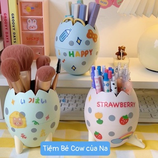 Ống đựng bút hình trứng khủng long xinh xắn decor học tập đựng cọ make up phụ kiện để bàn xu hướng tiktok dễ thương