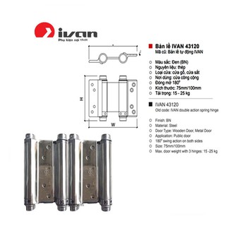 Bản lề cửa 2 chiều inox Ivan 1 bộ (2 cái) Loại A