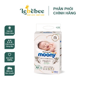 Bỉm dán Moony Natural nội địa Nhật cao cấp cho bé NB63/S58/M46/L38