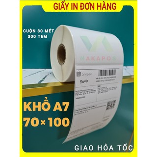 300 tờ giấy A7 in tem đơn hàng phiếu vận chuyển shopee và TMĐT tự dán 70x100mm dành cho máy in nhiệt