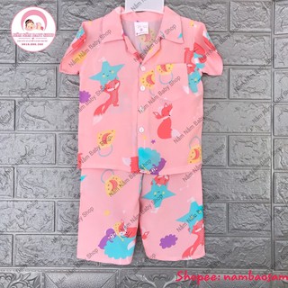 Bộ lanh/tole 2 da tay ngắn quần dài Pijama bé gái 8-32kg