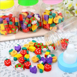 Mix 20 tẩy mini xinh xắn trong lọ (Tẩy hoa quả, tẩy số, tẩy chim)