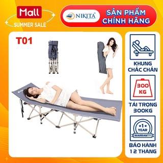 Giường xếp du lịch NIKITA - T01 Vải bạc chống thấm nước dễ dàng lau chùi - Tải trọng cao