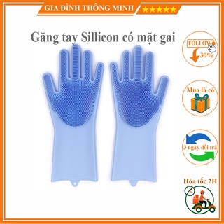 (𝗚𝗶𝗮́ 𝗦𝗶̉) Găng gang tay silicon rửa bát tạo bọt siêu dày (1 đôi) - vệ sinh nhà cửa