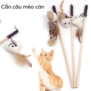 SP1215 - Cần câu mèo cán gỗ nhồi bông (hanpet 4711826)