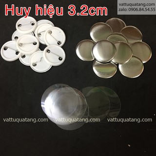Phôi huy hiệu nhựa tròn cài áo - 3.2cm kim cài