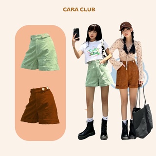 CARA Quần short Ticke màu nâu/mint có xắn lai trẻ trung phù hợp đi học đi chơi cùng bạn bè