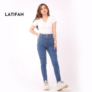 Quần jeans dài nữ co giãn LATIFAH không lưng đắp 2 túi QD045 phong cách trẻ trung năng động