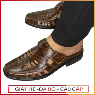 sục nam da bò, đế cao su khâu [ bảo hành 1 năm kèm thẻ]