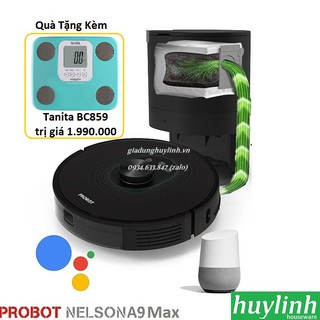 Robot hút bụi lau nhà tự động Probot Nelson A9 Max - Tự động đổ rác - Tặng kèm cân Tanita BC849