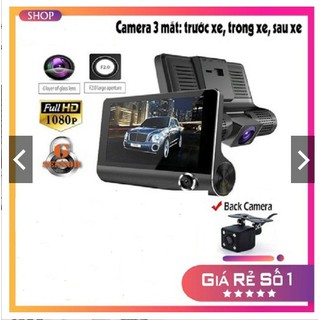 Camera Hành trình Ô tô 3 mắt Camera, Màn hình 4in full HD, ghi hình đa chiều TÙY CHỌN thẻ nhớ 32G
