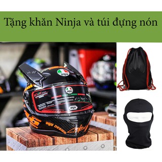 Mũ bảo hiểm AGU tem 46 Cam và tai rùa, tặng khăn ninja, kèm túi đựng nón