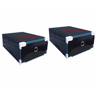 Bộ 2 hộp đựng giầy có ngăn kéo viền kim loại Đen TI752