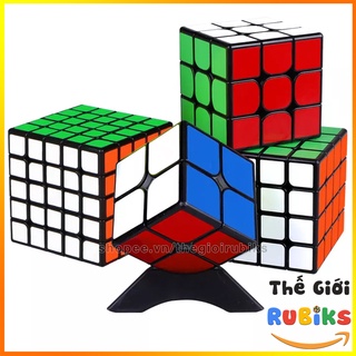Set 4 Rubik 2x2 3x3 4x4 5x5 MoYu Meilong Viền Đen (Decal Dán) Tặng 4 Đế Kê Hàng Đẹp, Giá Tốt.