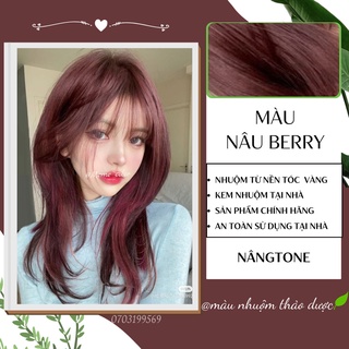 Thuốc nhuộm tóc màu Nâu Berry , tặng kèm oxy trợ dưỡng và bao tay
