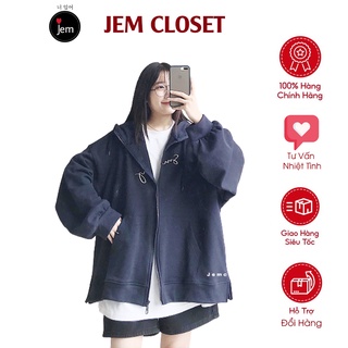 Áo Khoác Nỉ Khóa Zip JEMCLOSET Form Dáng Oversize Someday Kẻ Viền Túi Dài Tay Thiết Kế Basic Trẻ Trung-10114