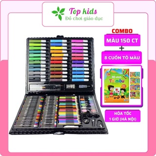 Màu 150 chi tiết kèm 8 cuốn tập tô vẽ cho bé bộ hộp bút đựng chì sáp đồ chơi thông minh sáng tạo cho trẻ em TOPKIDS