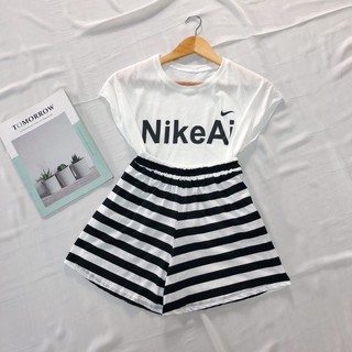 set bộ áo sát nách quần short sọc phong cách chất coton mềm
