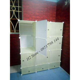 [ẢNH THẬT] TỔNG KHO TỦ NHỰA LẮP GHÉP  9 Ô + 3 GIÀY MÀU GỖ SÁNG ĐỂ ĐỒ ĐA NĂNG sâu 47cm
