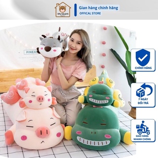 Gấu bông khủng long cánh tiên heo hồng thiên thần chất liệu vải nhung co dãn 4 chiều Kích thước 90cm 110cm 130cm