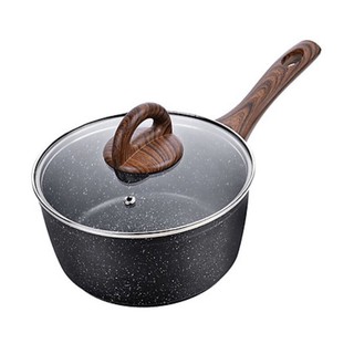 Chảo Nhôm Sâu Lòng Chống Dính Baum Marble 1 Tay Cầm, Nắp Thủy Tinh Lock&amp;Lock 18cm, bao bì xấu