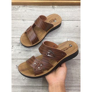 Dép lê da nam đế đúc trống trơn trượt