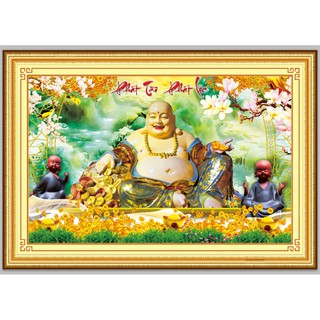 Tranh thêu chữ thập Phật Di Lạc 3D Ailuo AL53571 |90x60 cm| Chưa Thêu