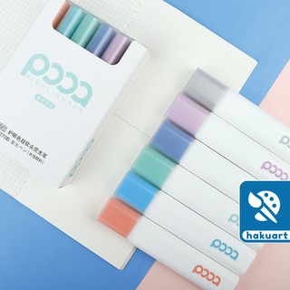 Bút Dạ, Highlight POOA Hộp 6 Màu- Họa Cụ Hakuart