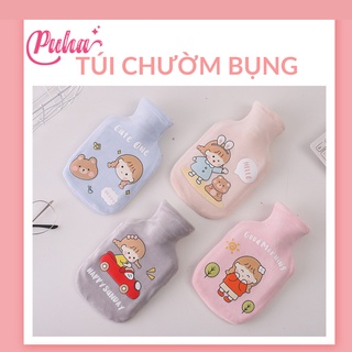 Túi chườm nóng ấm đa năng PUHA 350ml, chườm nóng đau bụng kinh cho nữ, túi sưởi ấm giữ nhiệt hiệu quả