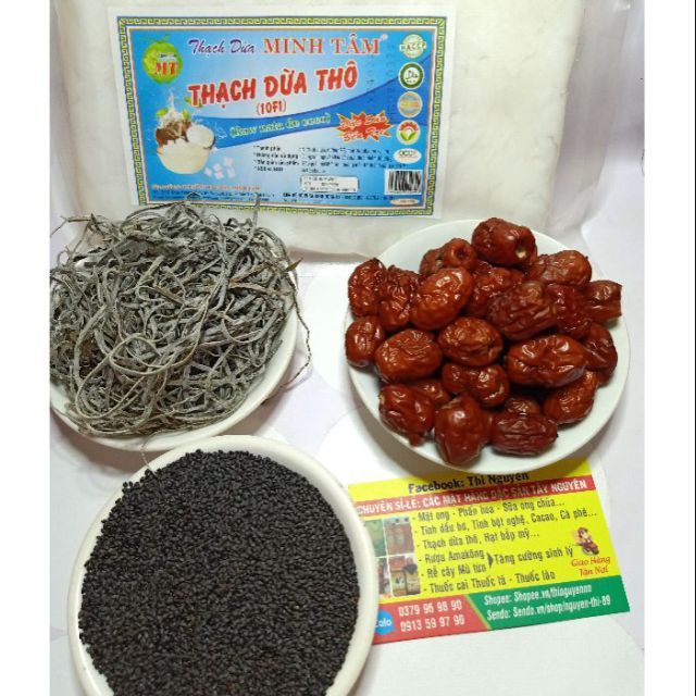 Combo Thạch Dừa Thô+táo đỏ+phổ tai+hạt é