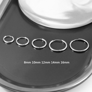 Khuyên Tai Trơn Tròn Unisex Nhiều Kích Thước Thép Titan Không Han Gỉ Phong Cách Hàn Quốc