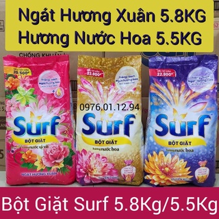 Bột Giặt Surf Hương Nước Xả Vải 5.8KG/Hương Nước Hoa 5.5KG.