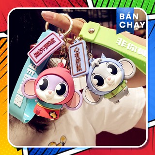 Bộ Móc Khóa Chuột Tai To Siêu Dễ Thương, Đáng Yêu + Kèm Bộ Chuông, Dây Cao Cấp