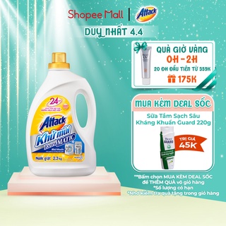 Nước giặt Attack Khử Mùi Extra Matic Chai 2.3kg, màu vàng