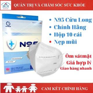 Khẩu trang N95 chính hãng 6 lớp không van Cửu Long màu trắng kháng khuẩn Hộp 10 cái HCM13