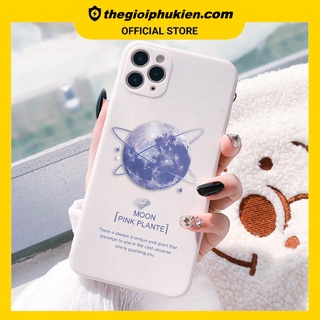 Ốp lưng iphone cạnh vuông Moon tím dành cho iphone 6 đến 14promax - E154