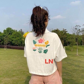 Áo croptop polo 6 hoa lá TH6