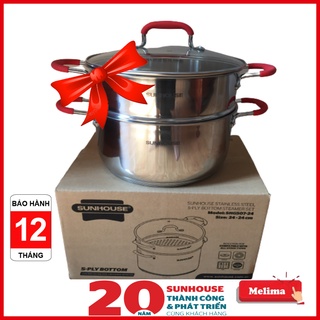 Nồi hấp, Xửng hấp Inox đa năng, 02 tầng dùng được cho bếp từ và mọi loại bếp, Đường kính D24, tiện dụng, dùng để đồ xôi,