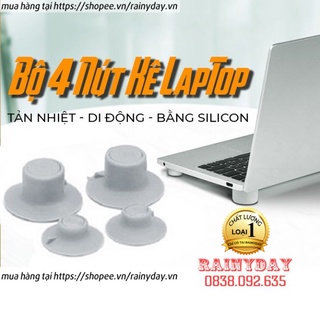 Bộ chân kê laptop tản nhiệt, đế để laptop đỡ macbook pro máy tính xách tay bằng silicon - 4 nút