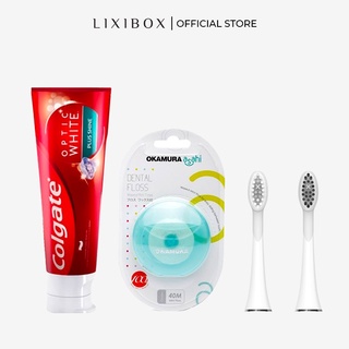 [HB Gift] Combo 2 đầu bàn chải, Kem đánh răng Colgate 100g, Chỉ nha khoa Okamura