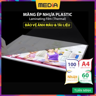 Màng Ép Plastic A4 MEDIA inkjet, Màng Ép Nhựa , Kích Thước 21.5 x 32cm (A4), Độ Dày 60 Micro, 100 Tờ