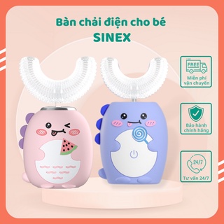 Bàn chải điện cho bé SINEX  - Bàn chải đánh răng điện chữ U silicon siêu mềm cho bé từ 2 -9 tuổi, bảo hành 6 tháng