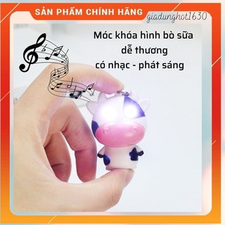 Móc cài chìa khóa, balo hình bò sữa (có đèn - có nhạc)