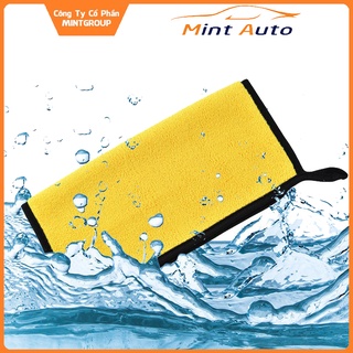 Khăn Microfiber 2 lớp lau xe ô tô, nhà cửa chuyên dụng màu vàng xám