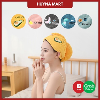 Khăn Quấn Đầu Khô Tóc In Thêu Họa Tiết Cá Tính Huyna Mart NT24